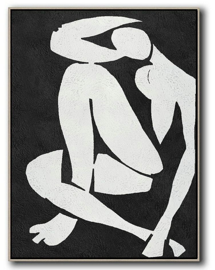 Black And White Minimal Painting On Canvas,Acrylic Painting On Canvas #I2R8